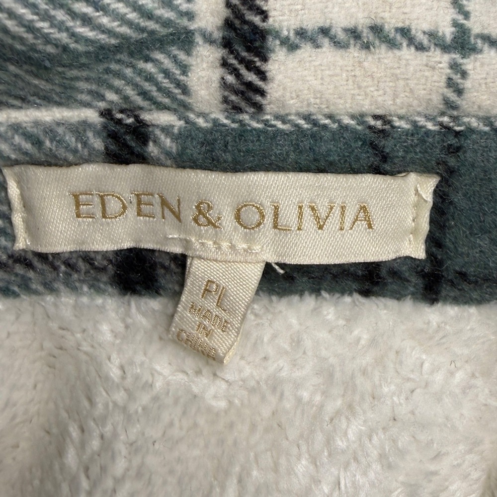 Eden & Olivia Sage Ivory Black Plaid Sherpa Lined Flannel Shacket Petite Lg NWT - Picture 8 of 15